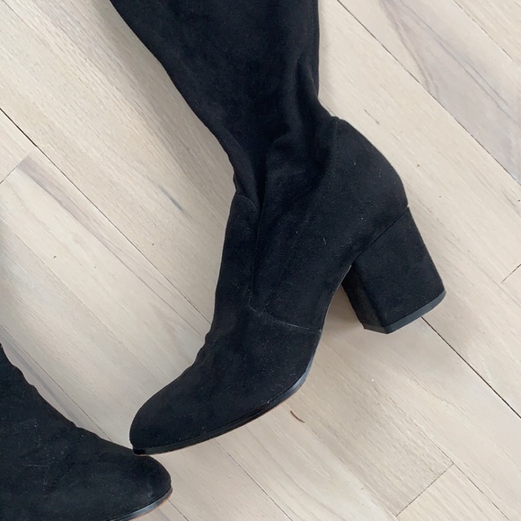 Saks Fifth Avenue Microsuede Black Over The Knee Tall Boots - Picture 7 of 8